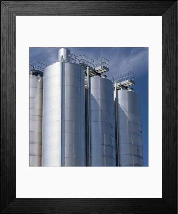 Framed Print : Industrial stainless steel storage tanks. Ontario Canada Framed Print : Industrial stainless steel storage tanks. Ontario Canada