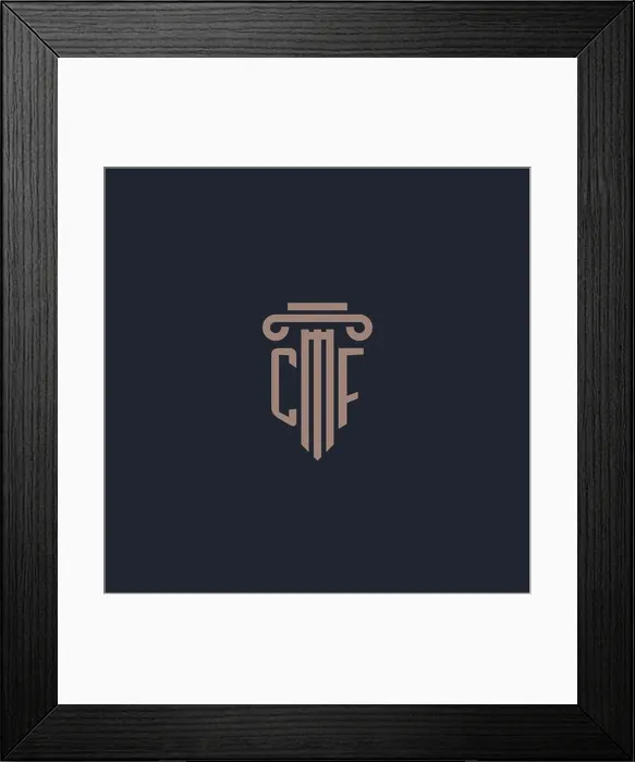 Framed Print : CF initial logo monogram with pillar style design for law firm and justice company Framed Print : CF initial logo monogram with pillar style design for law firm and justice company