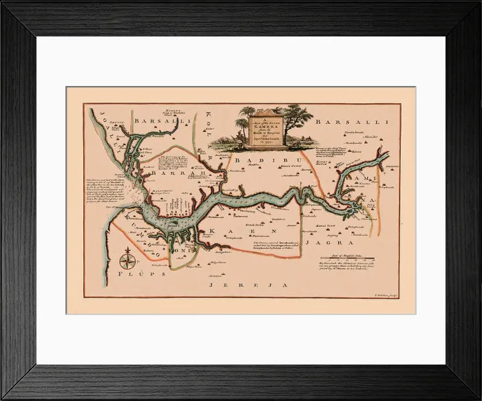 Framed Print : Map Of Gambia 1745 Framed Print : Map Of Gambia 1745