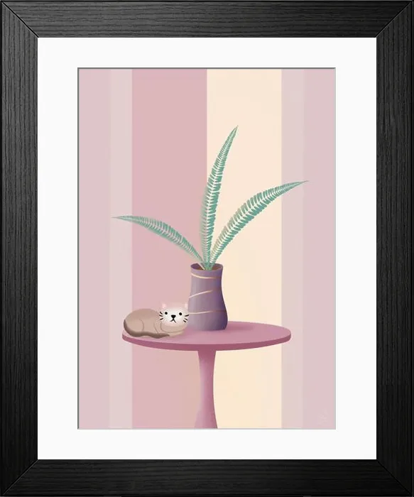 Framed Print : Illustration of handdrawing vase and fern plant on pastel wall Framed Print : Illustration of handdrawing vase and fern plant on pastel wall
