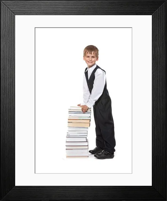Framed Print : Boy and books