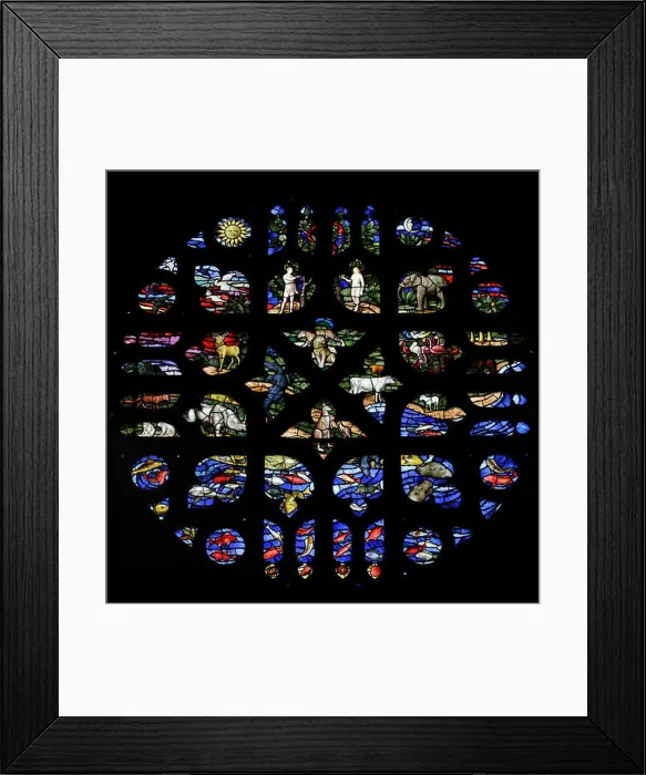 Framed Print : The Creation, West window, Giggleswick School Chapel, Settle, North Yorkshire, England Framed Print : The Creation, West window, Giggleswick School Chapel, Settle, North Yorkshire, England