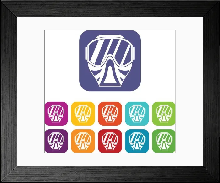 Framed Print : Paintball mask icons set Framed Print : Paintball mask icons set
