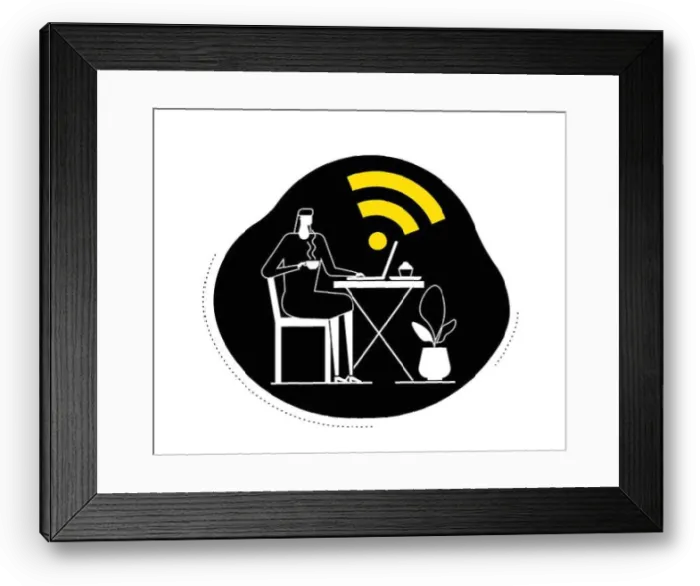Framed Print : Free wifi - flat design style vector illustration Framed Print : Free wifi - flat design style vector illustration