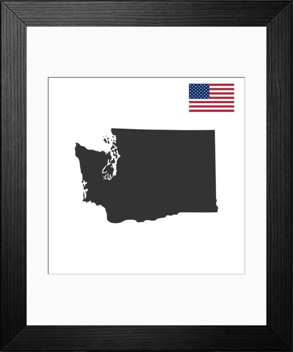 Framed Print : map of the U.S. state of Washington Framed Print : map of the U.S. state of Washington