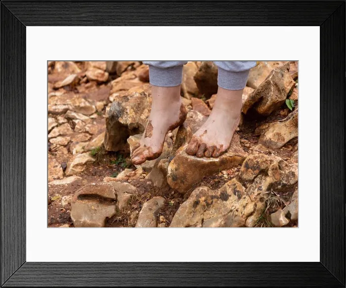 Framed Print : A pilgrim walking barefoot on Mount Podbrdo (Apparition Hill) in Medjugorje Framed Print : A pilgrim walking barefoot on Mount Podbrdo (Apparition Hill) in Medjugorje