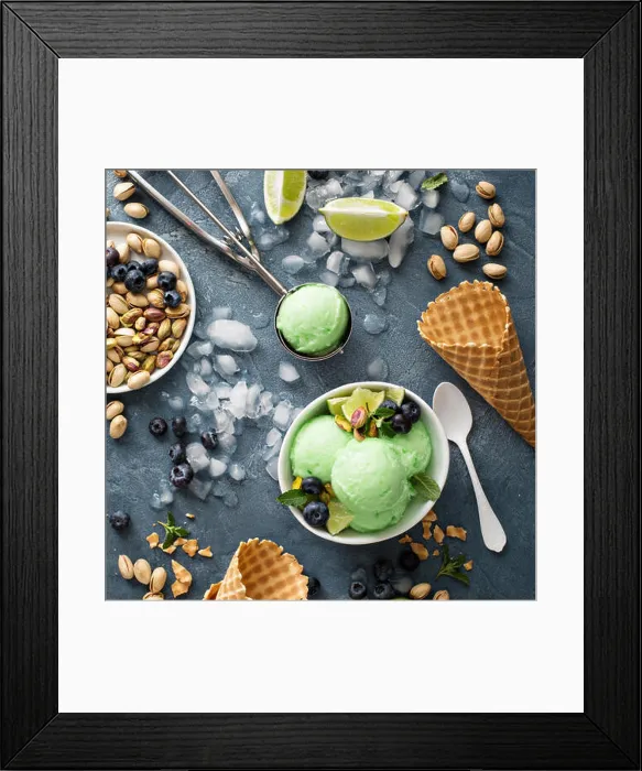 Framed Print : Green refreshing lime pistachio ice cream