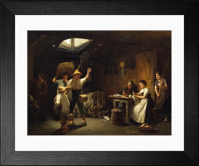 Framed Print : *Auszug zum Fischfang* by R.S. Zimmermann depicts a fishing scene Framed Print : *Auszug zum Fischfang* by R.S. Zimmermann depicts a fishing scene
