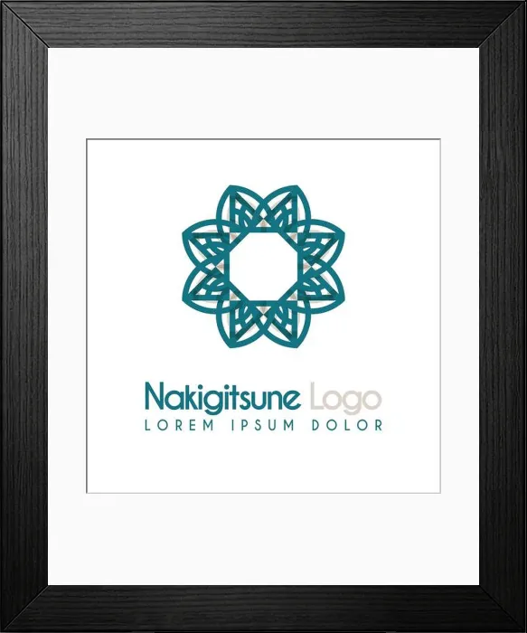 Framed Print : blue and gray flower logos with geometric shapes Framed Print : blue and gray flower logos with geometric shapes