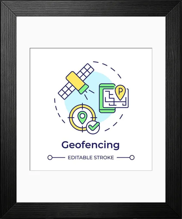 Framed Print : Geofencing multi color concept icon Framed Print : Geofencing multi color concept icon