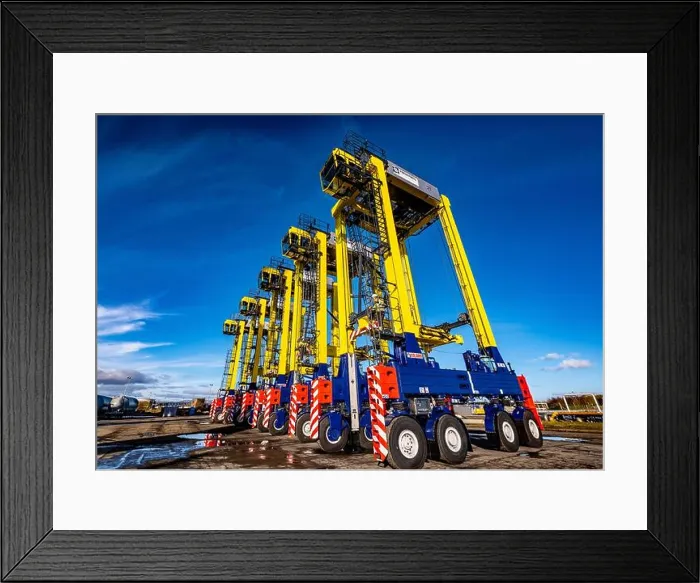 Framed Print : Straddle Carriers at dockside Framed Print : Straddle Carriers at dockside