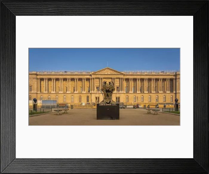 Framed Print : Paris, France - 05 02 2021: View of the open-air exhibition of bronze faces statues at sunrise Framed Print : Paris, France - 05 02 2021: View of the open-air exhibition of bronze faces statues at sunrise