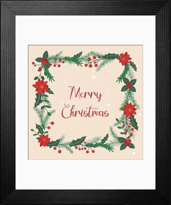 Framed Print : Merry Christmas square frame with berries Framed Print : Merry Christmas square frame with berries