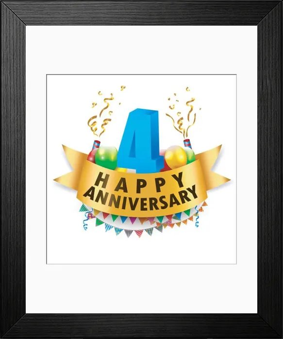 Framed Print : Happy 4th Anniversary Celebration, Vector Illustration Framed Print : Happy 4th Anniversary Celebration, Vector Illustration