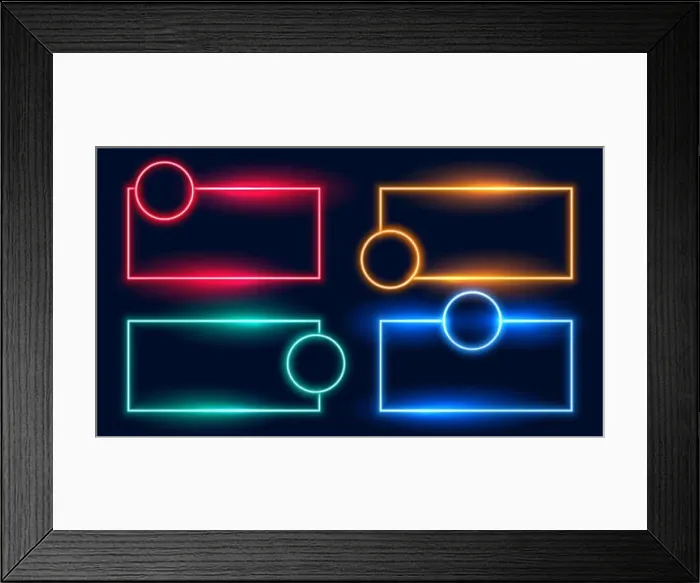 Framed Print : neon frames set in four colors Framed Print : neon frames set in four colors