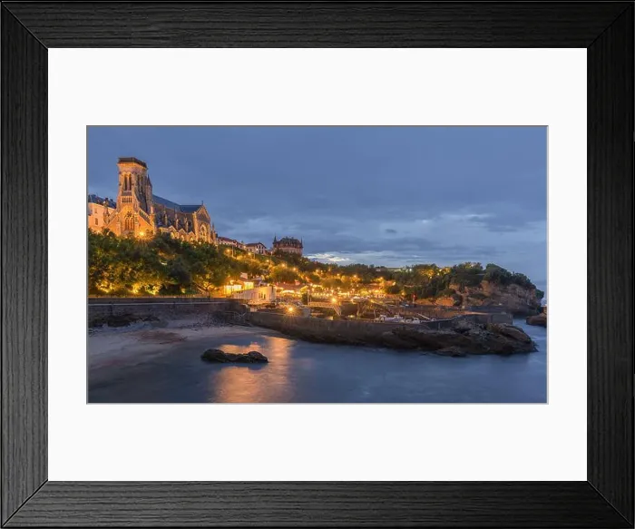 Framed Print : View of Biarritz Marina at Blue Hour Framed Print : View of Biarritz Marina at Blue Hour