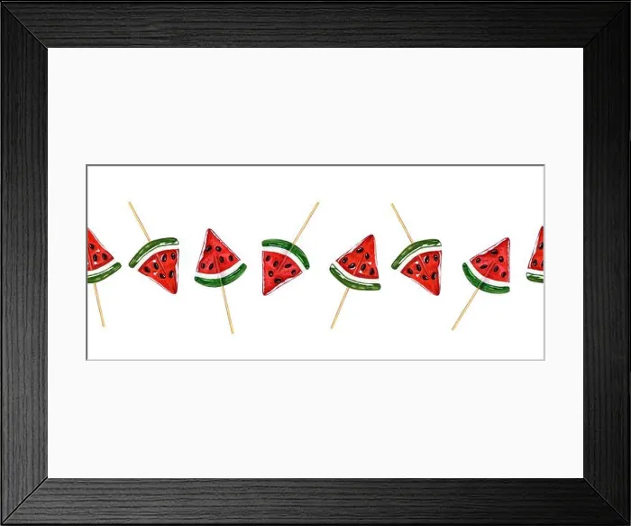 Framed Print : Juicy caramel watermelon slices with chocolate seeds Framed Print : Juicy caramel watermelon slices with chocolate seeds