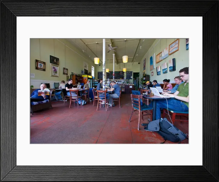 Framed Print : Coffeeshop the Mission in San Francisco, CA Framed Print : Coffeeshop the Mission in San Francisco, CA