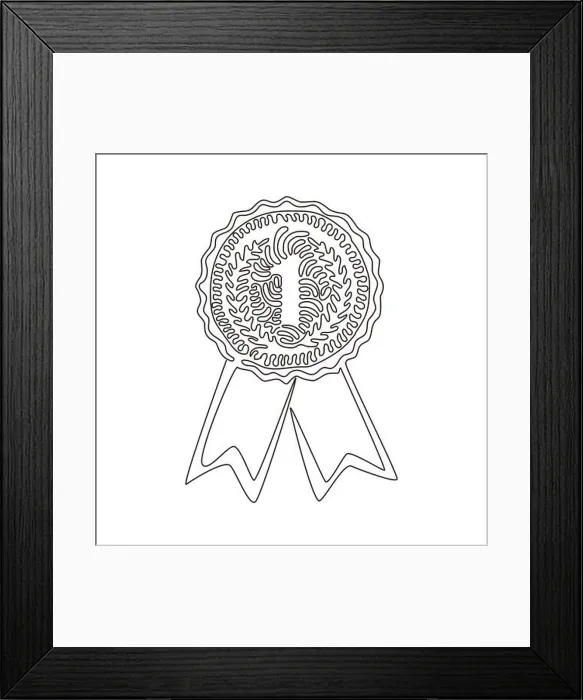 Framed Print : Single continuous line drawing gold medal Framed Print : Single continuous line drawing gold medal