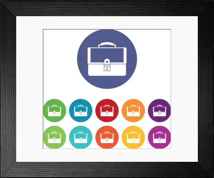 Framed Print : Briefcase set icons Framed Print : Briefcase set icons