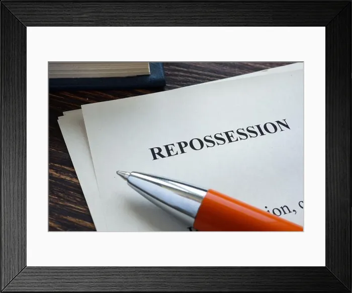 Framed Print : Info about Repossession on the piece of paper Framed Print : Info about Repossession on the piece of paper