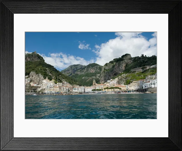 Framed Print : The town of Atrani near Amalfi seen from a boat on the Bay of Salerno, Province of Salerno, Campania, Italy May Framed Print : The town of Atrani near Amalfi seen from a boat on the Bay of Salerno, Province of Salerno, Campania, Italy May