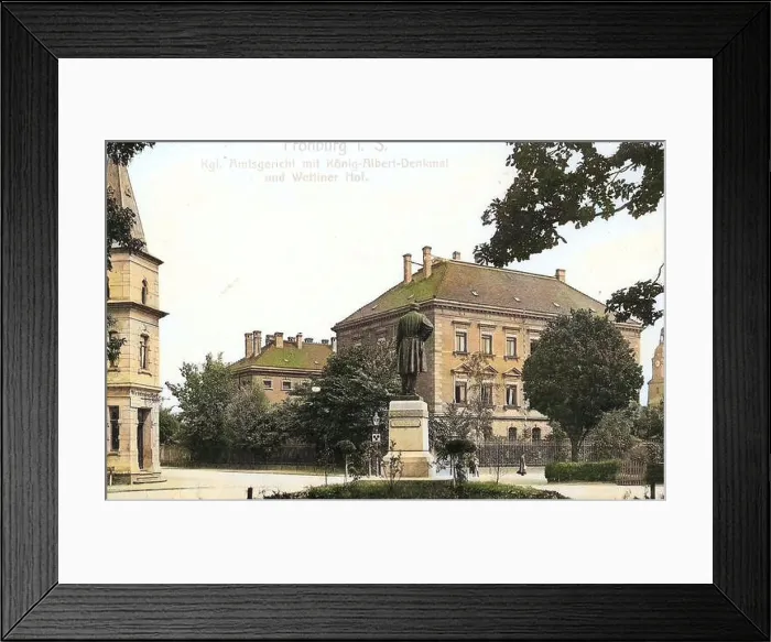 Framed Print : Courthouses in Frohburg, Statues of Albert of Saxony in Germany Framed Print : Courthouses in Frohburg, Statues of Albert of Saxony in Germany