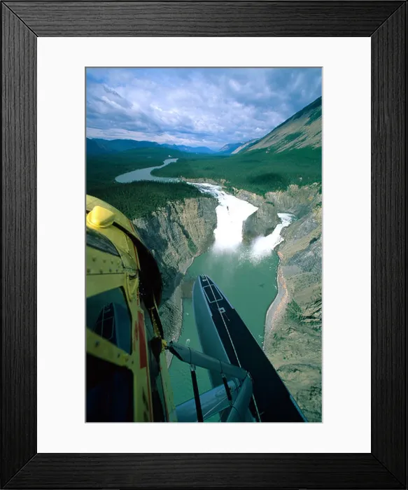Framed Print : DeHavilland Beaver floatplane flies over Virginia Falls on the South Nahanni River in the Northwest Territories, Canada Framed Print : DeHavilland Beaver floatplane flies over Virginia Falls on the South Nahanni River in the Northwest Territories, Canada