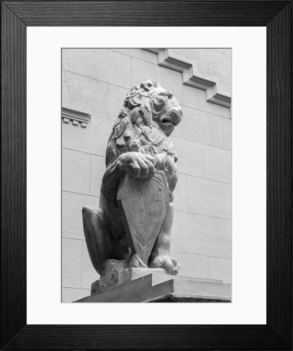 Framed Print : Sculpture of a lion with the arms Framed Print : Sculpture of a lion with the arms