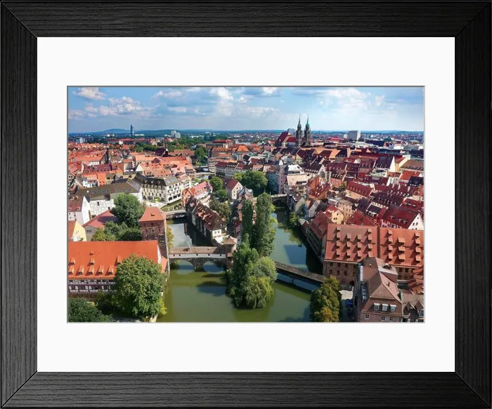 Framed Print : Aerial view, in front river Pegnitz Framed Print : Aerial view, in front river Pegnitz