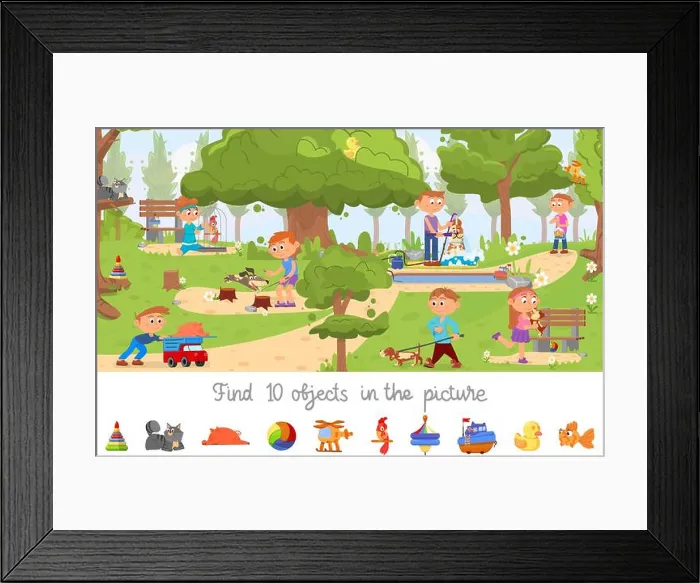 Framed Print : Hidden object game. Puzzle location Framed Print : Hidden object game. Puzzle location