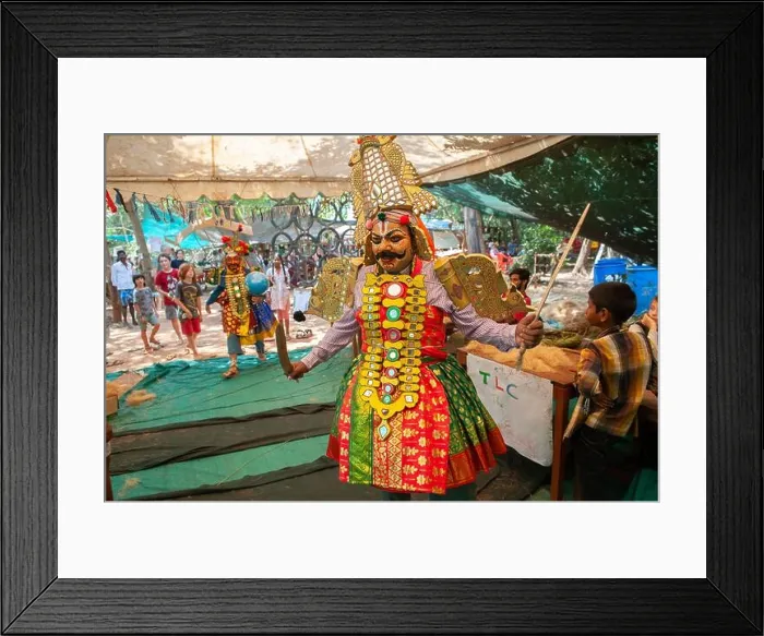 Framed Print : PONDICHERRY, INDIA - 29 February 2020: Traditional indian theatre during a craft festival