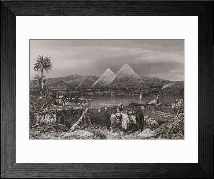 Framed Print : Egypt. Pyramids from the banks of the Nile Framed Print : Egypt. Pyramids from the banks of the Nile