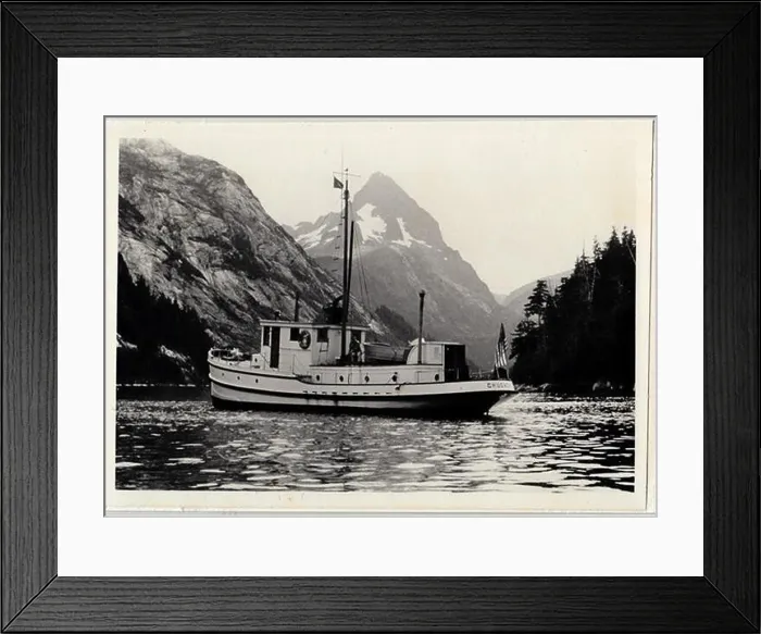 Framed Print : This historic photograph features the M / V Chugach ranger boat Framed Print : This historic photograph features the M / V Chugach ranger boat
