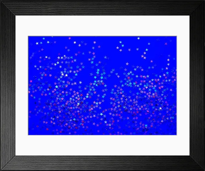 Framed Print : Background from shining little stars on a blue background. Selective focus. Christmas concept. Glitter texture Framed Print : Background from shining little stars on a blue background. Selective focus. Christmas concept. Glitter texture