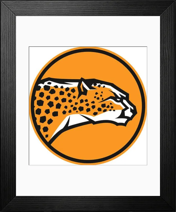 Framed Print : Edgy Design of Cheetah Round Logo Framed Print : Edgy Design of Cheetah Round Logo
