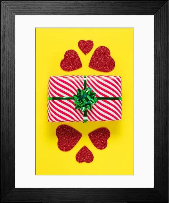 Framed Print : Valentine's Day card. Wrapped gift Framed Print : Valentine's Day card. Wrapped gift