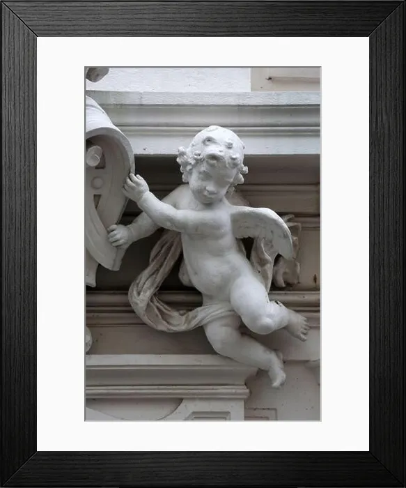 Framed Print : Angel, detail from the house of the Knights of the Cross with the Red Star in Vienna Framed Print : Angel, detail from the house of the Knights of the Cross with the Red Star in Vienna