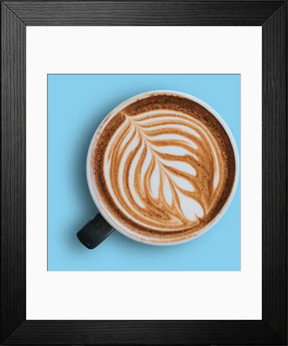Framed Print : A beautifully crafted latte with intricate foam art, showcasing a blend of coffee and milk Framed Print : A beautifully crafted latte with intricate foam art, showcasing a blend of coffee and milk