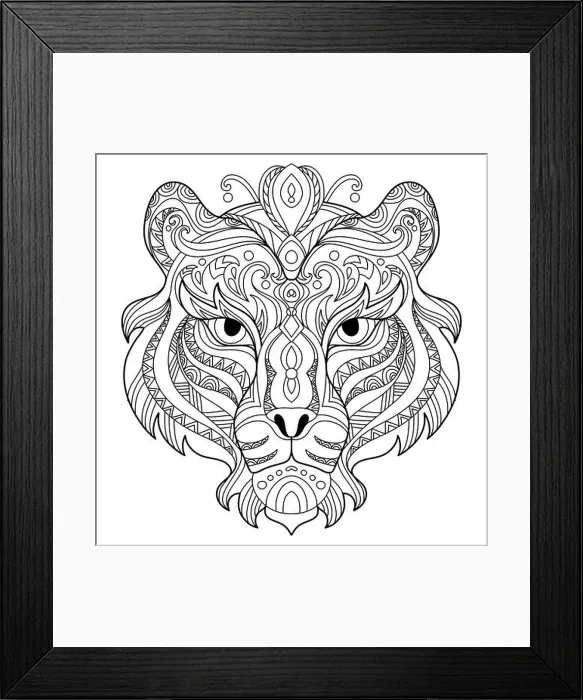 Framed Print : Head of tiger. Abstract vector contour illustration isolated on white background Framed Print : Head of tiger. Abstract vector contour illustration isolated on white background