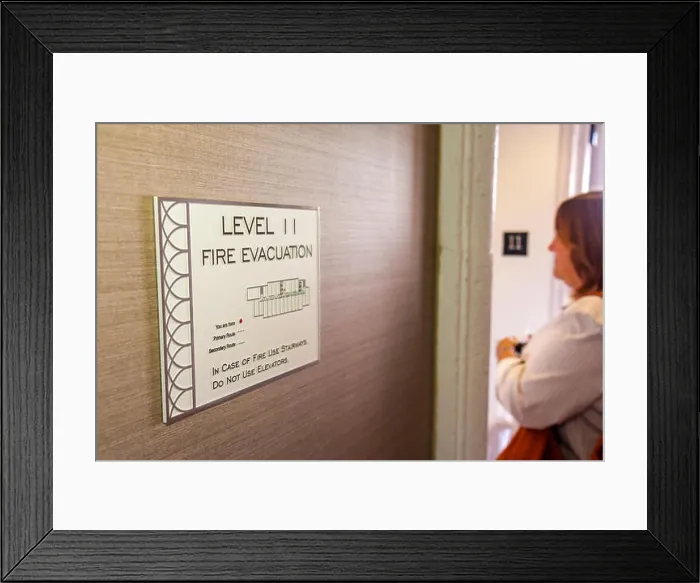 Framed Print : Miami Florida, Coral Gables, Hyatt Regency hotel sign fire evacuation map directions Framed Print : Miami Florida, Coral Gables, Hyatt Regency hotel sign fire evacuation map directions