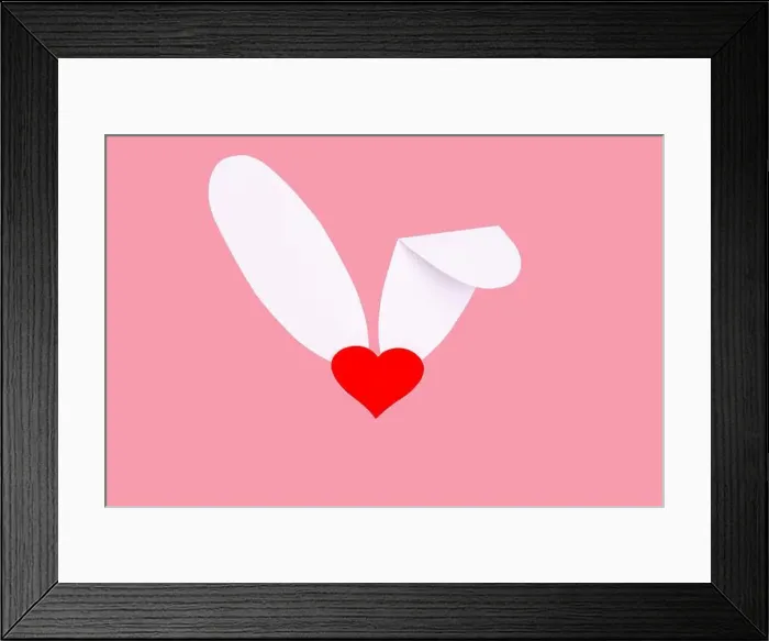 Framed Print : Creative greeting card. Imitation of the Easter bunny Framed Print : Creative greeting card. Imitation of the Easter bunny