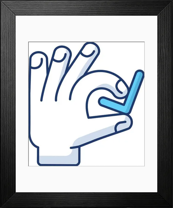 Framed Print : Hand with checkmark RGB color icon Framed Print : Hand with checkmark RGB color icon