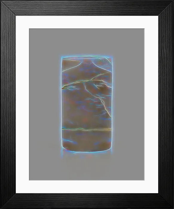 Framed Print : A sleek, cylindrical object with a textured surface adorned with iridescent veins Framed Print : A sleek, cylindrical object with a textured surface adorned with iridescent veins
