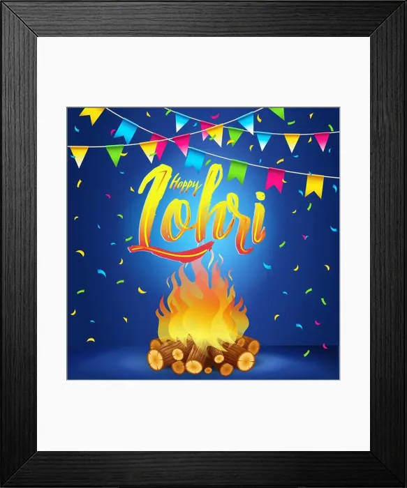 Framed Print : Happy Lohri Banner, Greeting Card, Punjabi Festival Celebration Framed Print : Happy Lohri Banner, Greeting Card, Punjabi Festival Celebration