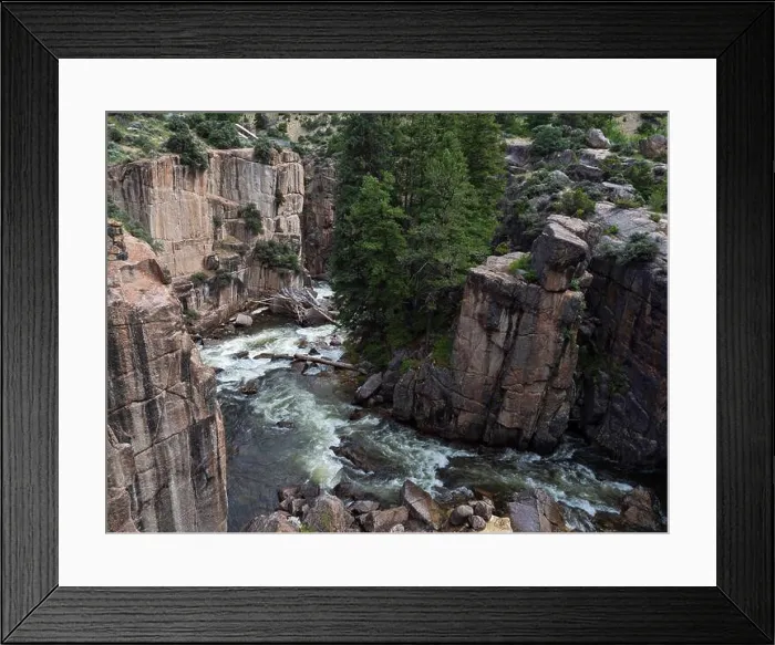 Framed Print : Shell Falls on Shell Creek and wooded hillsides, Shell Canyon, Bighorn National Forest, Wyoming, USA, July 2019 Framed Print : Shell Falls on Shell Creek and wooded hillsides, Shell Canyon, Bighorn National Forest, Wyoming, USA, July 2019