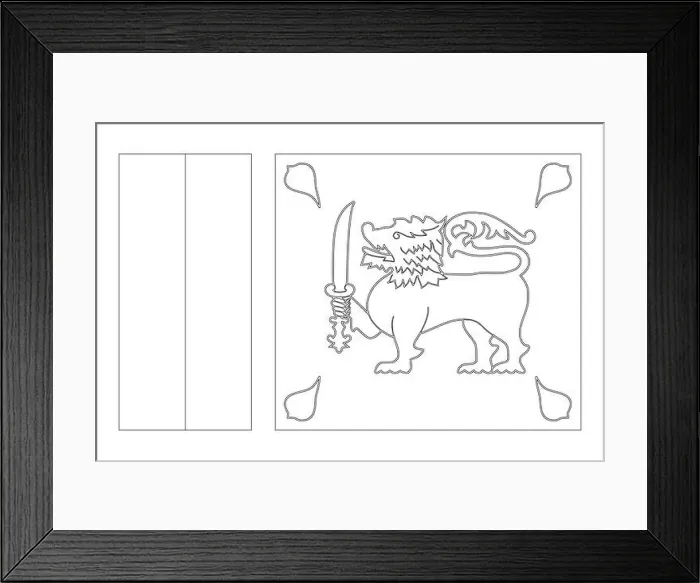 Framed Print : Sri Lanka flag - thin black vector outline wireframe isolated on white background. Ready for colouring Framed Print : Sri Lanka flag - thin black vector outline wireframe isolated on white background. Ready for colouring