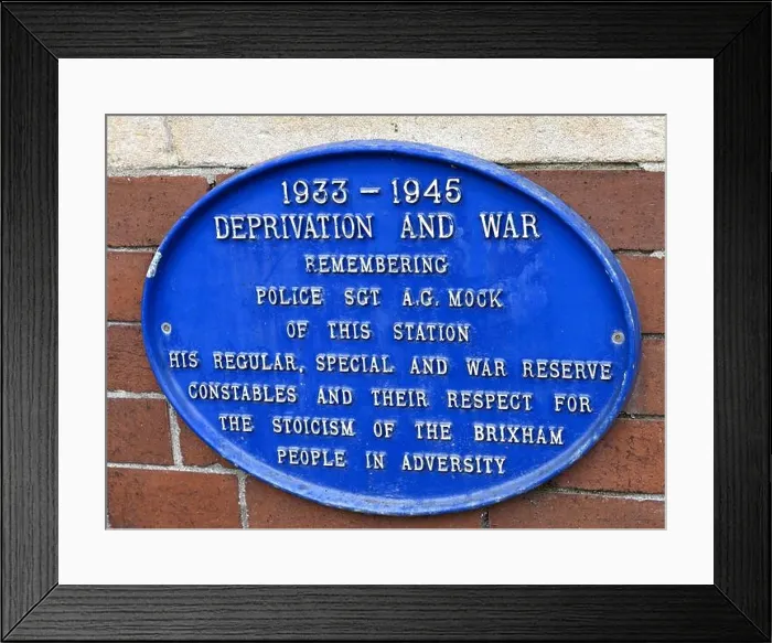Framed Print : Heritage blue plaque on the wall of Brixham Heitage Museum Framed Print : Heritage blue plaque on the wall of Brixham Heitage Museum