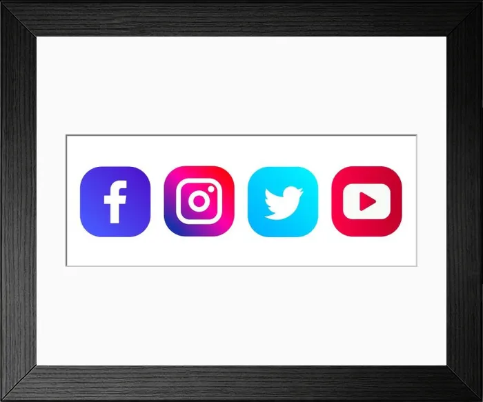 Framed Print : Set of most popular social media logos white background : Facebook, Instagram, Twitter, YOuTube, Telegram Framed Print : Set of most popular social media logos white background : Facebook, Instagram, Twitter, YOuTube, Telegram