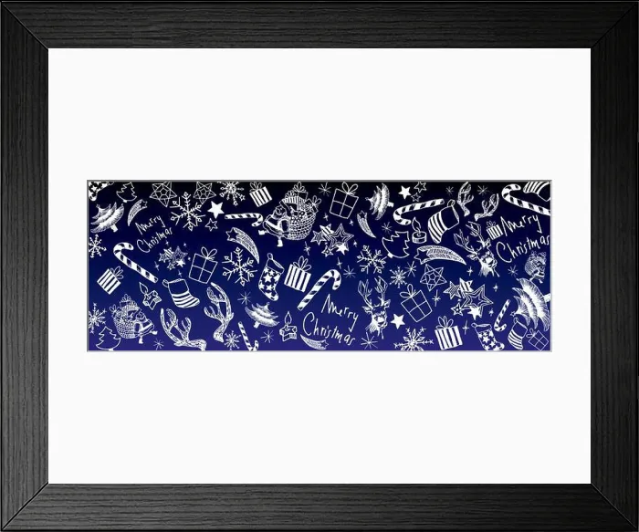 Framed Print : Sweet christmas doodles full vector large banner Framed Print : Sweet christmas doodles full vector large banner